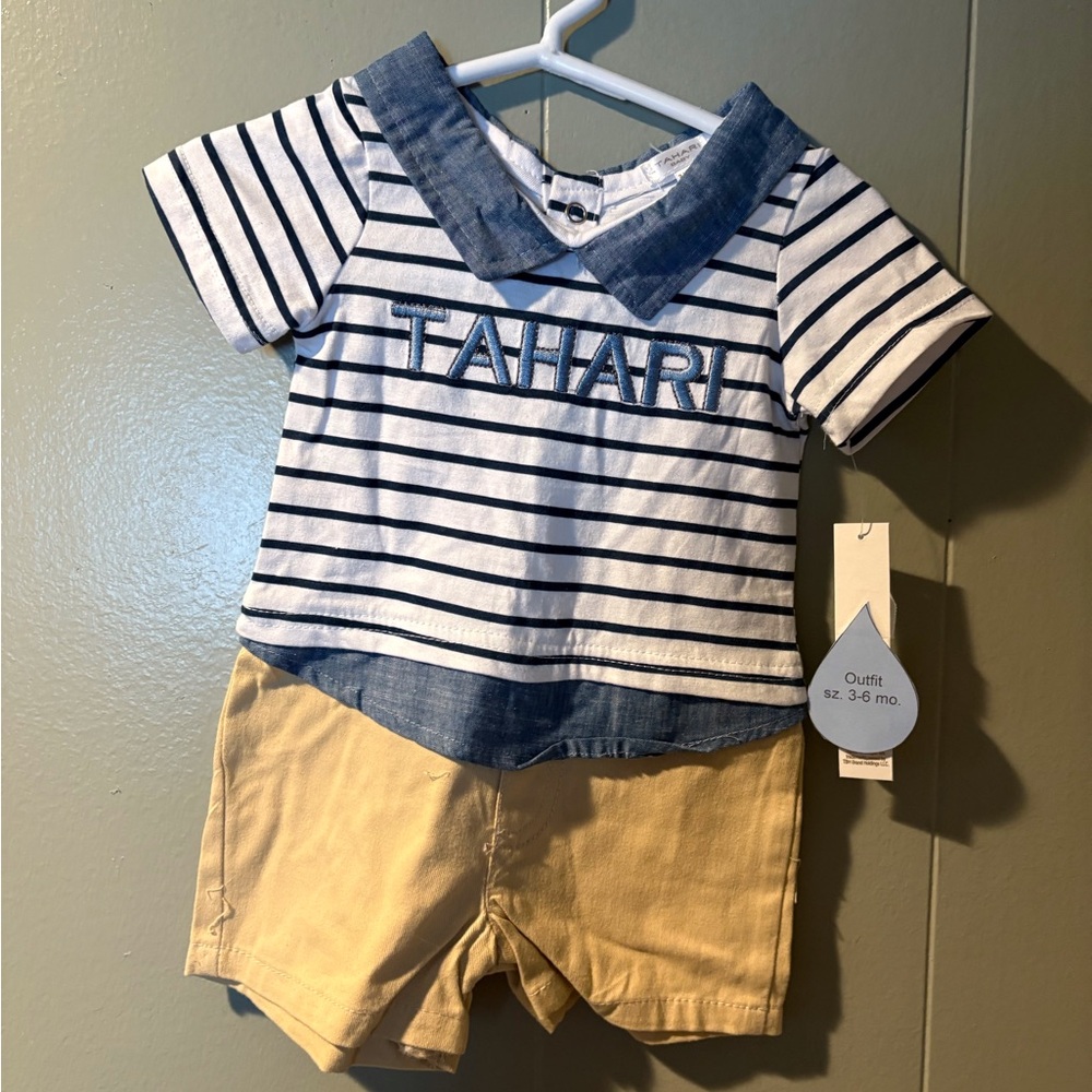 Tahari Navy Striped Baby Outfit